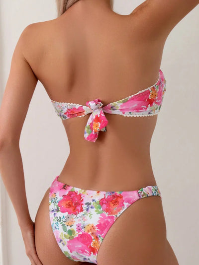 Strapless Low Waist Floral Bikini Set